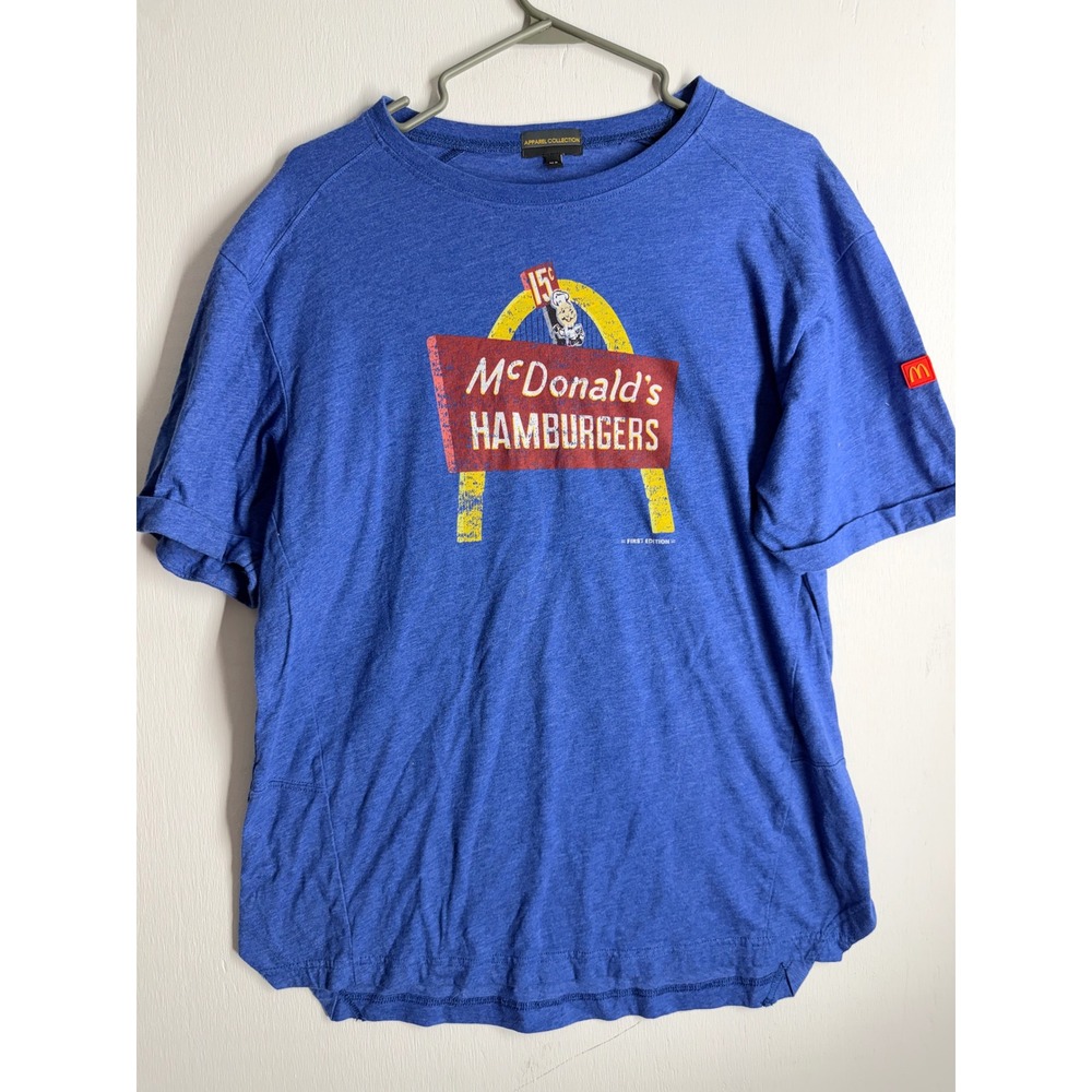 McDonalds Hamburgers Vintage Graphic T-Shirt Blue Apparel Collection Medium M-R